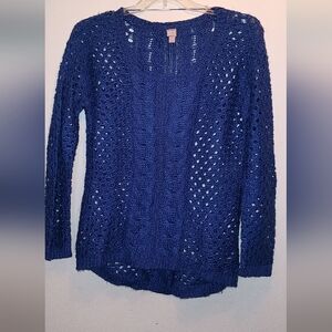 JCPenney crocheted dark blue sweater large